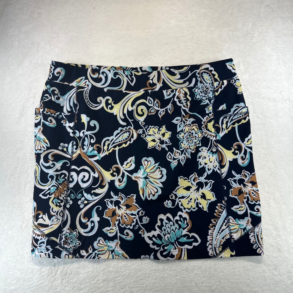 Coastal Grandmother Chico's Paisley Athletic Skort 3 US 16 Navy Multi Pocket
